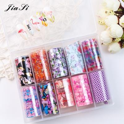 China Nail Art Decoration New Arrival Flamingo Flower Pattern Butterfly Transfer Foil Designer Nail Foil for sale