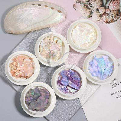 China Easy Apply 6 Color Abalone Shell Nail Art Stickers 3D Irregular Decoration DIY Nail Art for sale