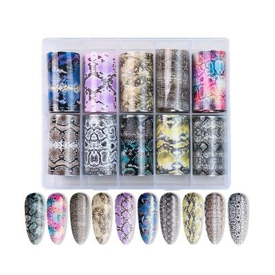 China Free Sample Nail Foil Stickers Snake Skin Decoration Sliders Wraps Manicure Nail Art Transfer Paper Stickers for sale