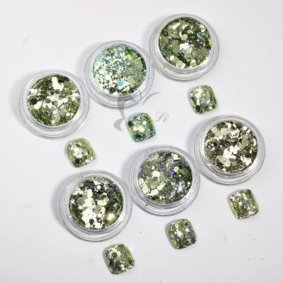 China New Trendy Nail Sequins Mix Round Pieces Of Nail Polish Sequins Nail Polish Decoration Green Decoration Art for sale