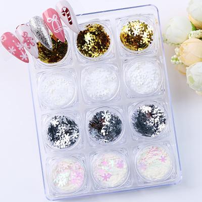 China 2021 Nail Decoration Christmas Gloden Dliver Snowflake Shape Paittelle Ultra-thin Decal For Nail Art Sequins Manicure Decoration for sale