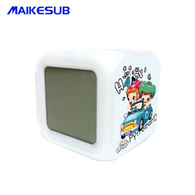 China Wholesale Cheap Glow LED 7 Color Changing Digital Cube Radio Alarm Clock for sale