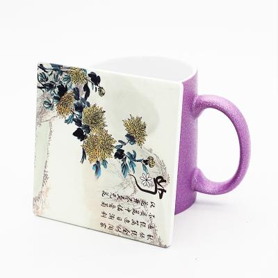 China Viable wholesale sublimation ceramic slate mug coaster and thermal transfer coaster with cork back as furnishing for sale