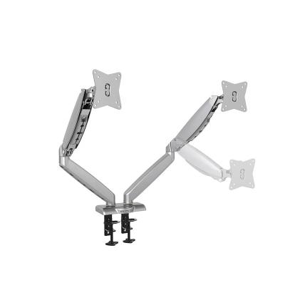 China Aluminum+spcc+plastic V-mounts aluminum shock absorber dual monitor arm with USB carrying weight of various displays VM-GE24U for sale