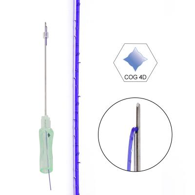 China Easy to use v lift wire 21g 90mm tooth 4d burr thread face lift pdo thread with L needle for v line for sale