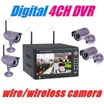 China CCTV 4CH digital video recorder with monitor wire/wireless waterproof cctv kit for sale