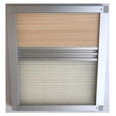 China Business Four-frame Sunshade Curtain Manual Lifting Day And Night Pleated Sunshade Curtain Honeycomb Fabric for sale