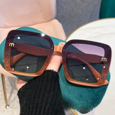 China Fashion Sunglasses 2023 The new style of the same square set glitter powder frame high-grade sunglasses fashion network red tide sunglasses for sale