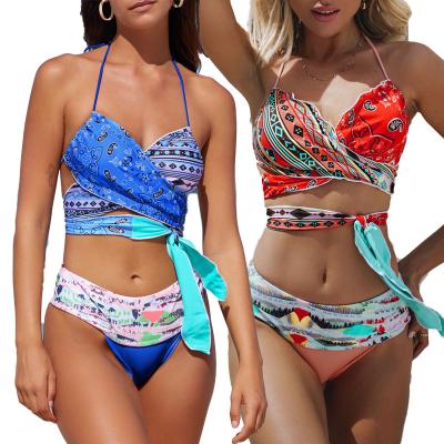 China Fashion Print Bohemian Women Bikini Bandana Tropical Floral Swimwear African Swimwear for sale