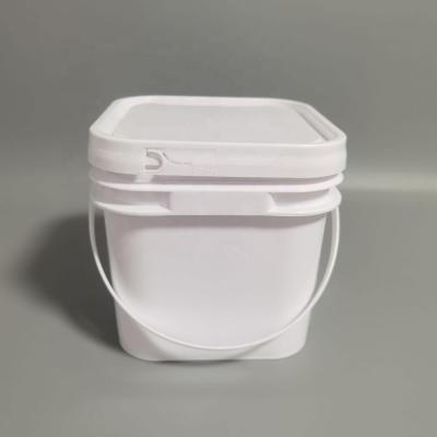 China Tear Off Design 2L Square Bucket Plastic Container With Lid Blank For Ice Cream Food Pastry Jam for sale