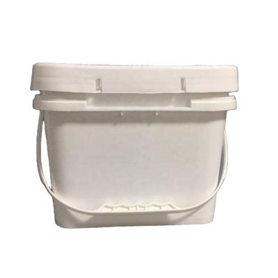 China Plain 8L Plastic Square Bucket Container With Lid Blank For Ice Cream Food Pastry Jam for sale