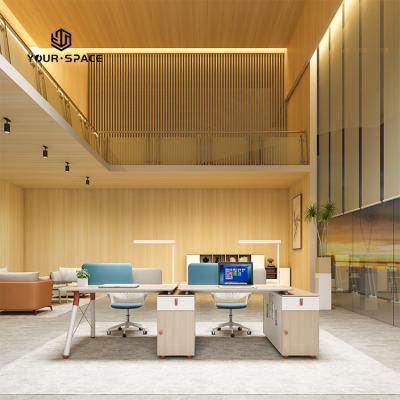 China WAREPROOF 4 People Call Center Office Wooden Workstation Modern Style for sale