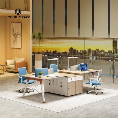 China Modern laptop 2 4 office staff workstation style wooden office WAREPROOF call center desk 4 6 person staff table for sale