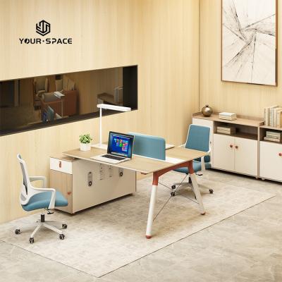 China WAREPROOF 4 People Modern Style Wooden Workstation Futuristic Call Center Office Furniture Workstation Staff Table for sale