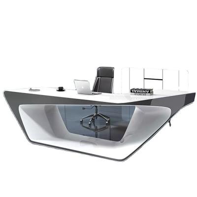 China MODERN Hot Office Furniture Products High Gloss Arc Tech Futuristic White Chair Desk for sale