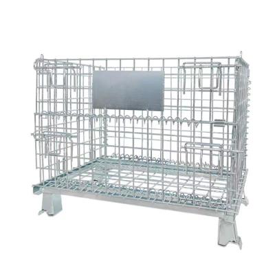 China Stocked Industrial Stackable Welded Material Handling Transport Metal Wire Mesh Pallet Steel Cage for sale