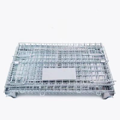 China Collapsible Galvanized Wire Stored Mesh Container Metal Storage Cage for sale