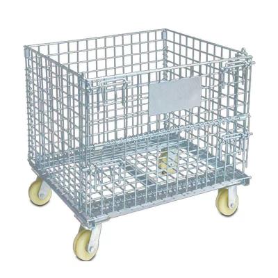 China Customized Large Warehouse Forklift Stocked Galvanized Collapsible Storage Steel Metal Wire Mesh Cage for sale