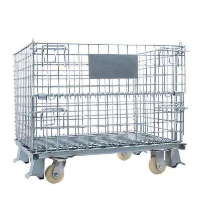 China Collapsible Collapsible Metal Storage Welded Wire Mesh Galvanized Stored Cage for sale