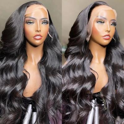 China Glueless Hd Brazilian Body Wave Hair Frontal Wig, Natural Hairline Wig For Black Women, Pre Plucked Hair Lace Front Wig for sale