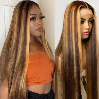 China Body Wave Glueless Hair Piano Colors Lace Front Human Hair Wig 13x4 13x6 HD Full Lace Wigs For Women Glueless Color for sale