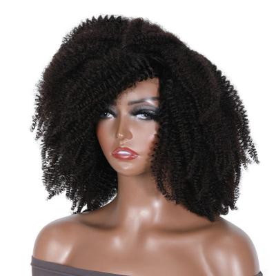 China Wholesale Body Wave Brazilian Curly Afro Hair Wig With Short Bangs Machine Made Cuticle Aligned Cheap Hair Wigs For Black Women for sale