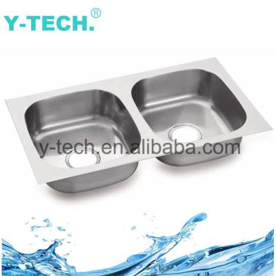 China Without Faucet YK-7743 Insert Half Double Stainless Steel Kitchen Sink 304 Stainless Steel Sink for sale