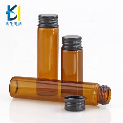 China Recyclable Amber Borosilicate Glass Vials 5ml 8ml 10ml Vials Hot Selling Black 15ml Glass Cap Bottle for sale