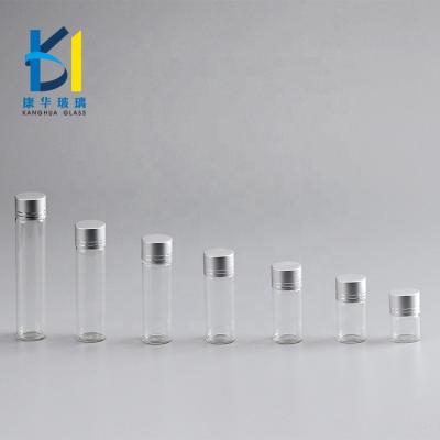 China The most popular silver aluminum screw cap 10ml 15ml 20ml Recycable 5ml Mini Clear Glass Bottle With for sale