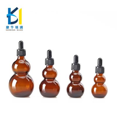 China 10ml 20ml 30ml Best Squash Double Dropper Essential Oil Recyclable Material Amber Glass Bottle For Personal Care for sale