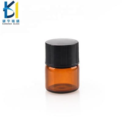 China Recycable 1ml Clear Amber Vial Mini Small Oil Glass Bottle With Screw Cap for sale