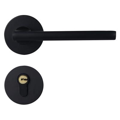 China Factory Hot Sale Modern Interior Door Handle Lock High Quality Black Bathroom for sale