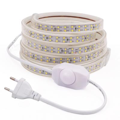 China Waterproof Hotel AC 230v 220v 240v 2835 LED Strip Light 120leds 180leds LED Strip IP67 Outdoor Hotel Decoration for sale