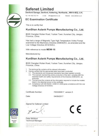 CE - Kunshan Aulank Pumps Manufacturing Co., Ltd.