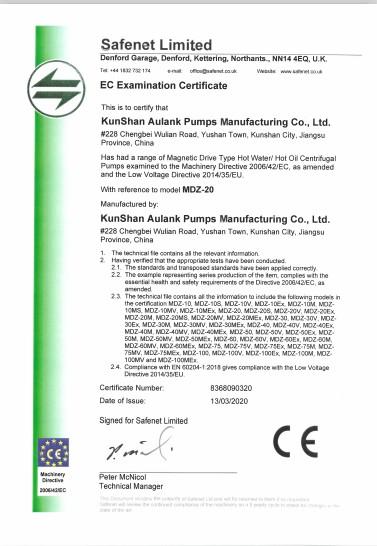 CE - Kunshan Aulank Pumps Manufacturing Co., Ltd.