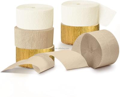 China Cozy Festival Ivory / Champagne / Gold Crepe Paper Roll Party Crepe Flame Paper Decoration for sale