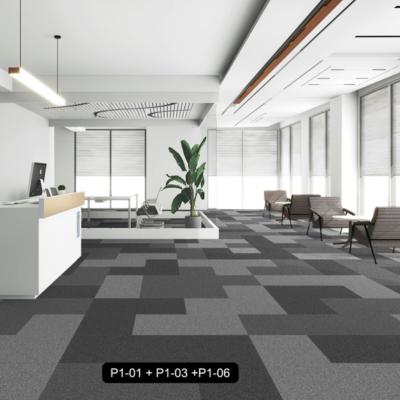 China Modern 50*50 CMPP Asphalt Non-Slip Commercial Carpet Back Office Asphalt Backing Removable Square Tiles Commercial Carpet for sale