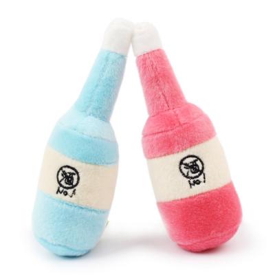 China Small Viable Custom Stuffed Soft Food Beer Cup Wine Bottle Plush White Pet Toys For Dogs Maker for sale