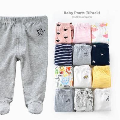 China Cotton Baby Anti-pilling Casual Leg Warmers High Waist Footed Pants For Newborns 3 Packs for sale