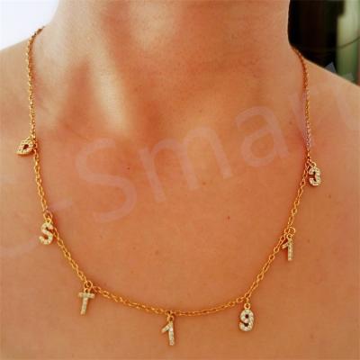 China CLASSIC Customized 1913 Name Letter Stainless Steel Rhinestone Charm Necklace Sorority Soror Gift Delta Sigma DST Necklace Jewelry for sale