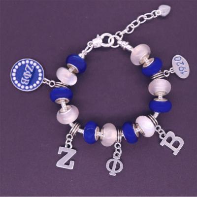 China CSmart CLASSIC blue and white Greek bracelet Zeta Phi Beta Bracelets & Bangles sorority letter bead ZPB DIY charms jewelry for sale