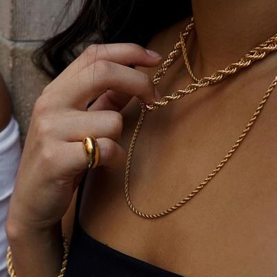 China Wholesale CLASSIC 5mm Jewelry Rope Chain Necklace Stainless Steel Gold Plated Gold Base Jewelry For Woman Man for sale