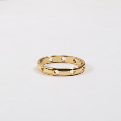 China Fashion High End Simple 18K Gold Hollow Pentastar Stainless Steel Gold Plated Rings for sale