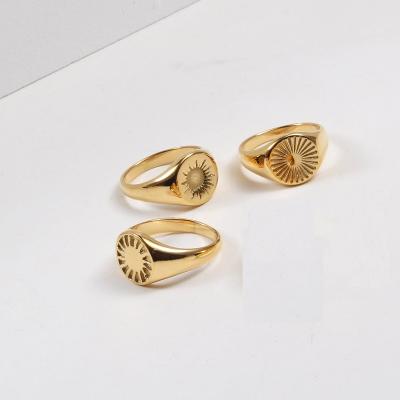 China Fashion 18K Gold Plated To Stamp Stainless Steel Rings For Women Rings Gift for sale