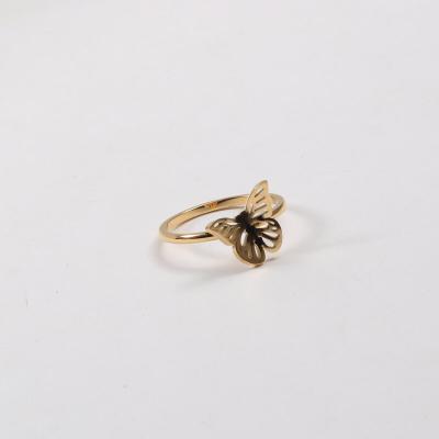 China Fashion Plain 18K Gold High End Hollow Butterfly Rings Stainless Steel Trendy Simple Gold Plated Jewelry Gift for sale