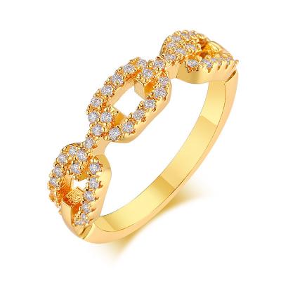 China Fashion High End 18k Gold Plated Simple Link Rings For Women Brass Rings Cuban Link Rings for sale