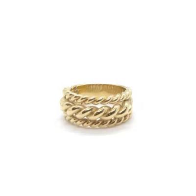 China Fashion 18K Gold Plated Rope Band Stainless Steel Rings For Women Rose Gold Rings Statement Rings for sale