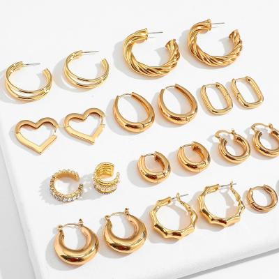 China Brass Circle Huggie Chunky Statement Earrings Punk Jewelry Chunky Hoop Earrings For Women Fashion Gold Color Circle Earring Small Large for sale