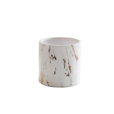 China Modern Round Marble Vase Ceramic Flower Pots With Marble Design For Home Office Hotel Decoration for sale