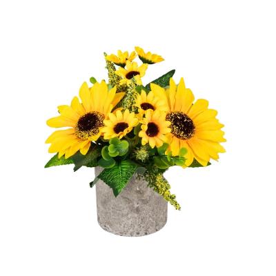 China Hot Selling Viable Silk Flowers Plant Artificial Wedding Home Decor Props Bouquet Sunflower Artificial Flower Decoration for sale